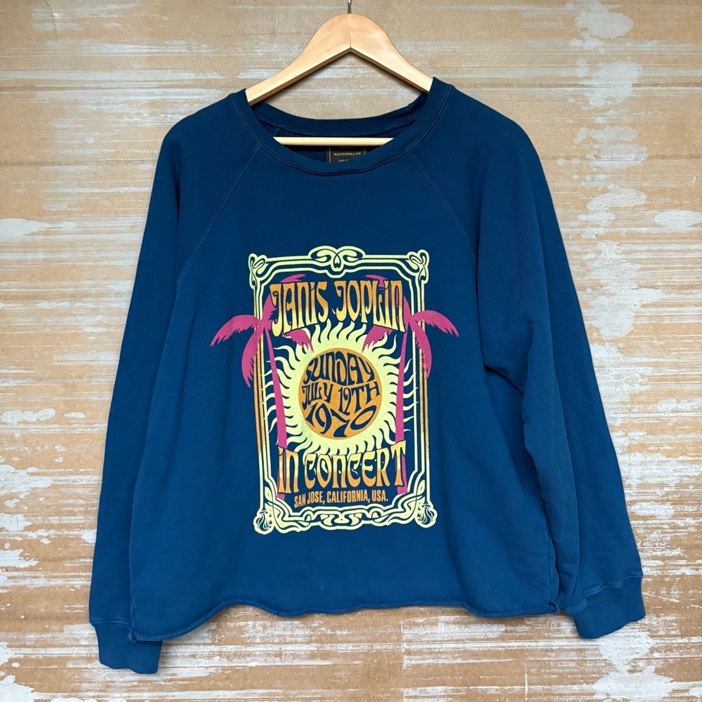 Anthropologie Retro Brand Janis Joplin Graphic Sweatshirt Boho Preppy Womens L
